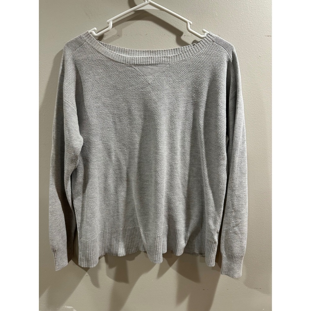 American Eagle Outfitters Womens Gray Waffle Knit Crewneck Sweater Size Medium